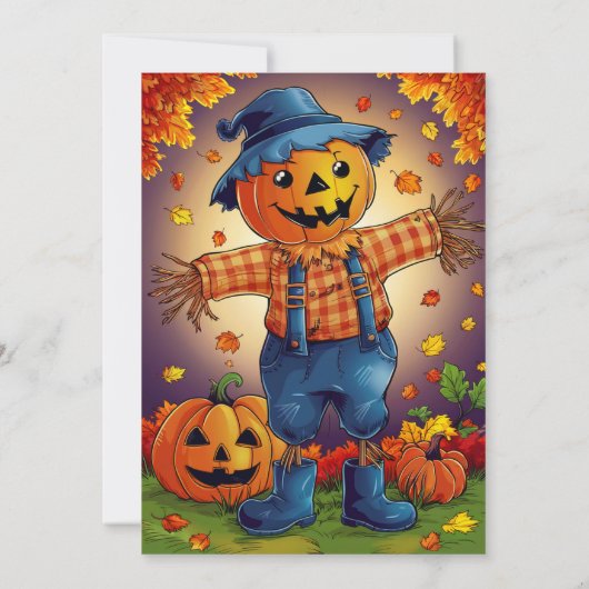 Whimsical herfst oogst Halloween Party Kaart (Achterkant)