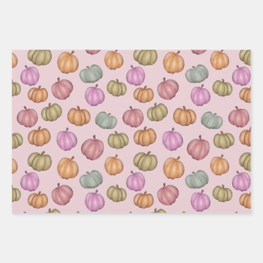 Whimsical Herfst Pastel Pompoen Patroon Inpakpapier Vel (Voorkant 2)
