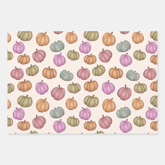 Whimsical Herfst Pastel Pompoen Patroon Inpakpapier Vel (Voorkant)
