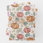 Whimsical Herfst Pastel Pompoen Patroon Wrapping P Inpakpapier Vel (In situ)