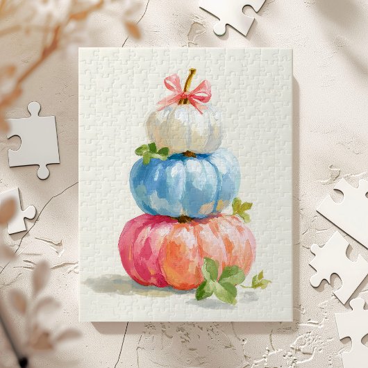 Whimsical Herfst Pastel Pumpkin Stack Legpuzzel