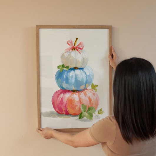 Whimsical Herfst Pastel Pumpkin Stack Poster