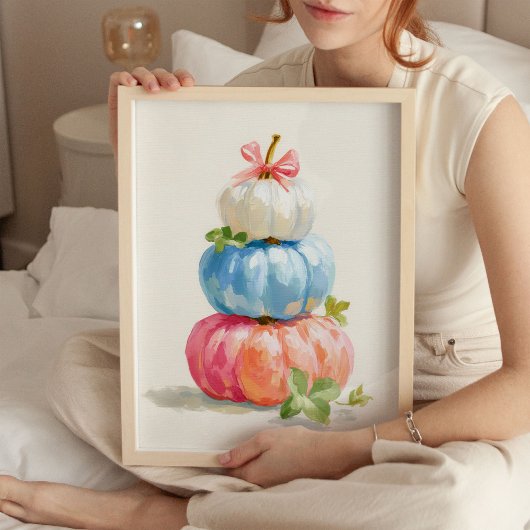 Whimsical Herfst Pastel Pumpkin Stack Poster