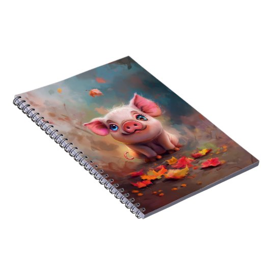 Whimsical Herfst Piglet Notitieboek (Rechterzijde)