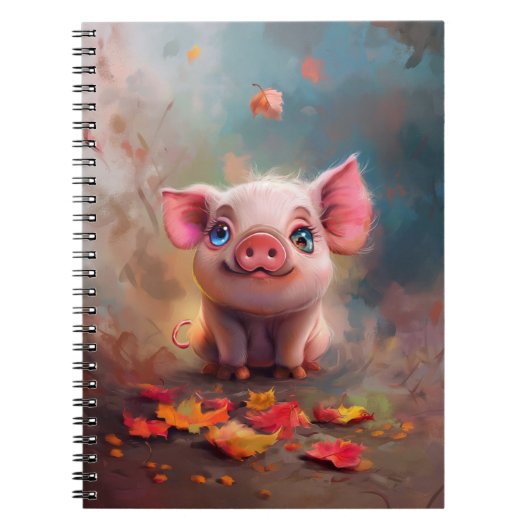 Whimsical Herfst Piglet Notitieboek (Voorkant)