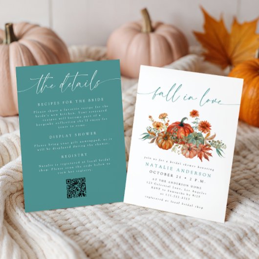 Whimsical Herfst Pompoen All-in-One Bruiloftsborre Kaart