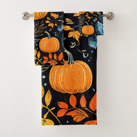 Whimsical Herfst pompoen ontwerp Bad Handdoek (Insitu)