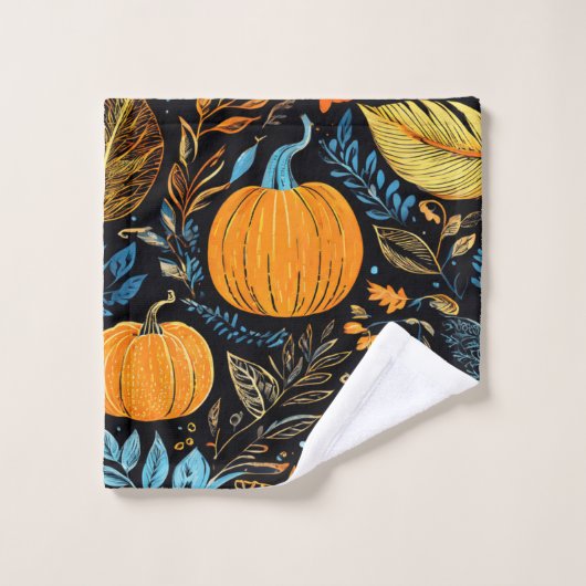 Whimsical Herfst pompoen ontwerp Bad Handdoek (Wasdoekje)