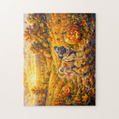 Whimsical Herfst Pompoen Pad Mops Illustratie Legpuzzel (Verticaal)
