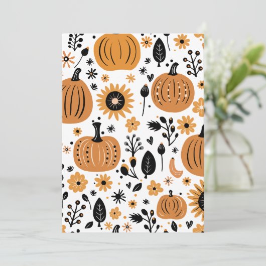 Whimsical Herfst Pumpkin Thanksgiving Party Kaart (Staand voorkant)