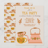 Whimsical Herfst Sprookje Tea Party Kaart (Voorkant / Achterkant)