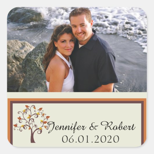 Whimsical Herfst Tree Wedding Favor Sticker (Voorkant)