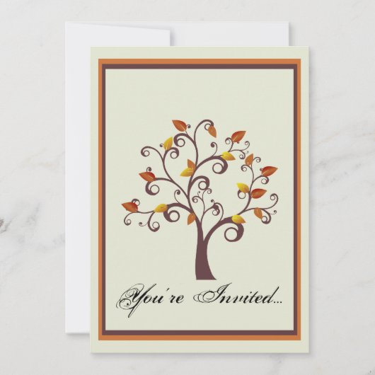 Whimsical Herfst Tree Wedding Kaart (Voorkant)