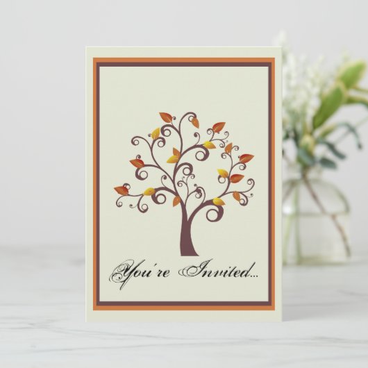 Whimsical Herfst Tree Wedding Kaart (Staand voorkant)