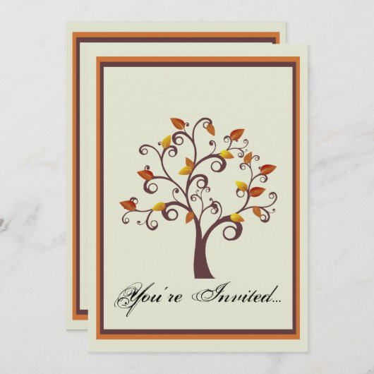 Whimsical Herfst Tree Wedding Kaart (Voorkant / Achterkant)