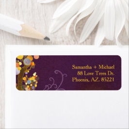 Whimsical Herfst Trees Paars Wedding Address Etiket