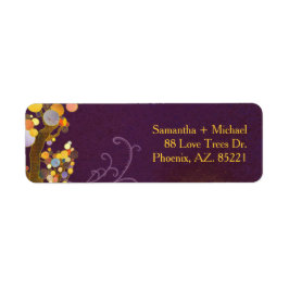 Whimsical Herfst Trees Paars Wedding Address Etiket