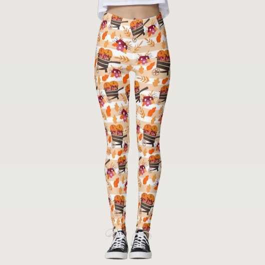 Whimsical Herfst Wheelbarrows Leggings (Voorkant)