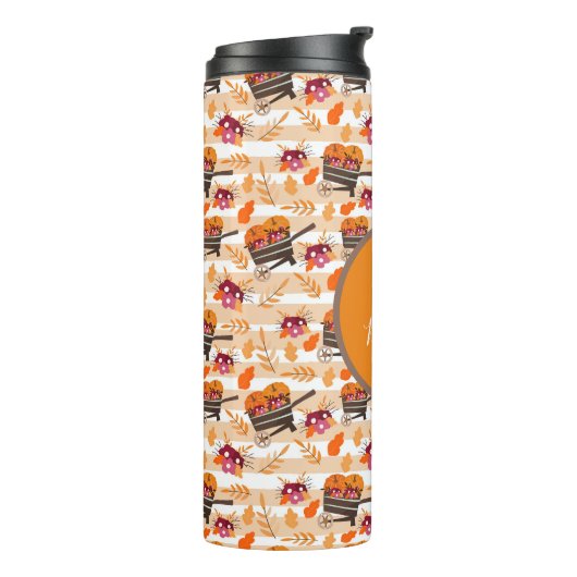 Whimsical Herfst Wheelbarrows Pattern Thermosbeker (Gedraaid links)