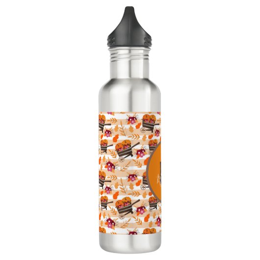 Whimsical Herfst Wheelbarrows Pattern Waterfles (Links)