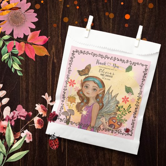 Whimsical Herfst Woodland Fairy Baby shower Bedankzakje