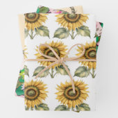 Whimsical Herfst, Zonnebloemen, Kikkers, Kattenhek Inpakpapier Vel (In situ)