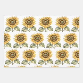 Whimsical Herfst, Zonnebloemen, Kikkers, Kattenhek Inpakpapier Vel