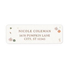 Whimsical Herfstblaadjes Kleine Pompoen Baby Showe Etiket