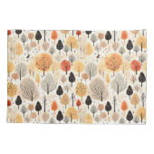 Whimsical herfstbomen tekenpatroon sinaasappel kussensloop (Achterkant)