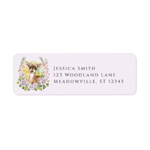 Whimsical herten babyshower retouradreslabels etiket