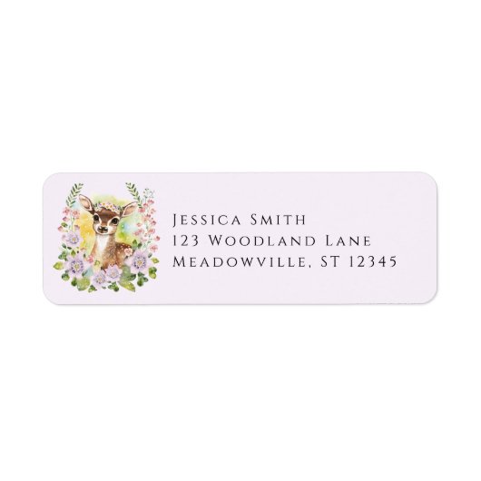 Whimsical herten babyshower retouradreslabels etiket (Voorkant)