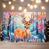 Whimsical Herten in Bos Schattige Kerstmis Feestdagen Kaart