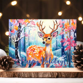 Whimsical Herten in Bos Schattige Kerstmis Feestdagen Kaart