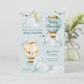 Whimsical Hete Luchtballon Baby shower Invitation Kaart (Staand voorkant)