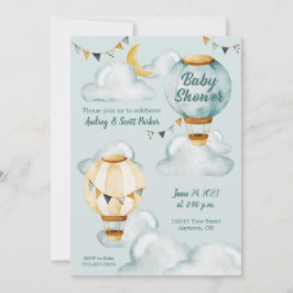 Whimsical Hete Luchtballon Baby shower Invitation Kaart