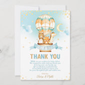 Whimsical Hete Luchtballon Baby shower Leuke Diere Bedankkaart (Voorkant)