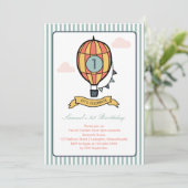 Whimsical Hete Luchtballon Eerste Verjaardag Uitno Kaart (Staand voorkant)