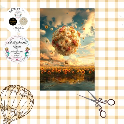 Whimsical Hete Luchtballon Gemaakt van Bloemen Dec Tissuepapier