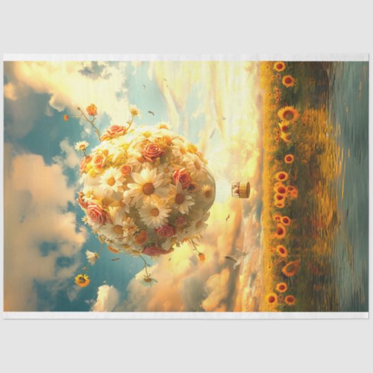 Whimsical Hete Luchtballon Gemaakt van Bloemen Dec Tissuepapier (Voorkant)