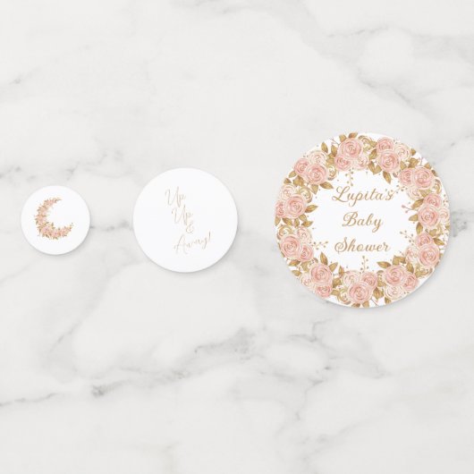 Whimsical Hete Luchtballon Roos Baby shower Confetti (Voorkanten)