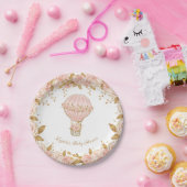 Whimsical Hete Luchtballon Roos Baby shower Papieren Bordje (Feest)