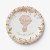 Whimsical Hete Luchtballon Roos Baby shower Papieren Bordje (Voorkant)