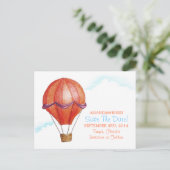 Whimsical  Hete Luchtballon Save the Date Aankondigingskaart (Staand voorkant)