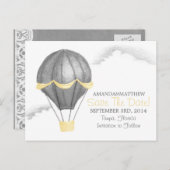 Whimsical  Hete Luchtballon Save the Date Aankondigingskaart (Voorkant / Achterkant)