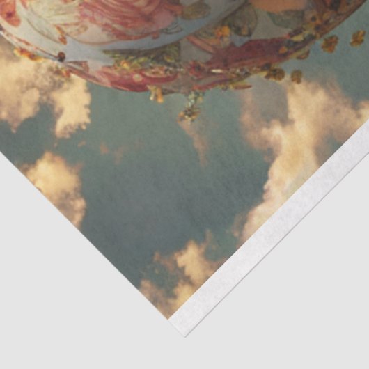 Whimsical Hete Luchtballon Zonnebloemen Decoupage Tissuepapier (Detail)