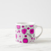 Whimsical hete roze witte harten en bloemen bloeme espresso kop (Rechts)