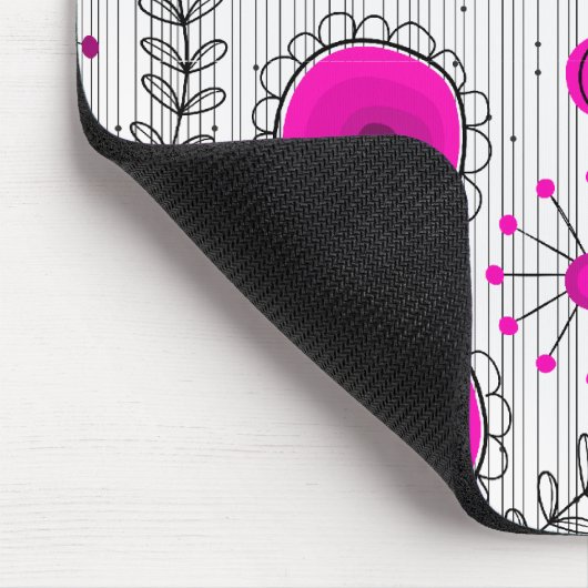 Whimsical hete roze witte harten en bloemen bloeme muismat (Hoek)