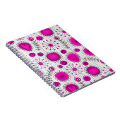 Whimsical hete roze witte harten en bloemen bloeme notitieboek (Rechterzijde)