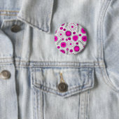 Whimsical hete roze witte harten en bloemen bloeme ronde button 5,7 cm (In situ)