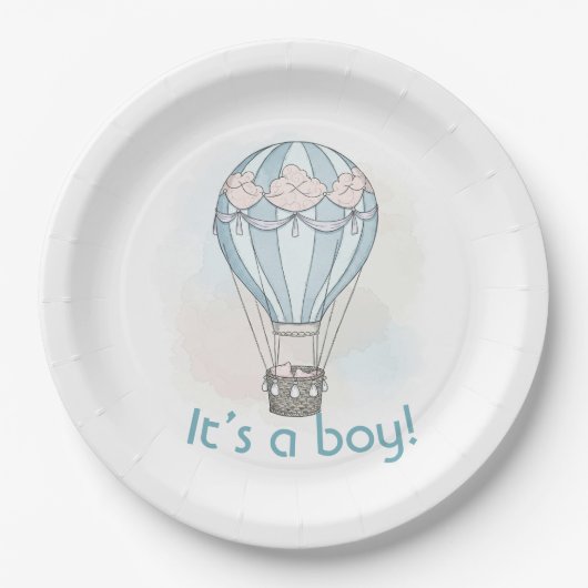 Whimsical heteluchtballon baby shower bord (Voorkant)